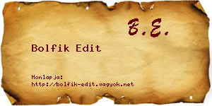 Bolfik Edit névjegykártya